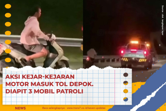 Aksi Kejar-kejaran Motor Masuk Tol Depok. Diapit 3 Mobil Patroli