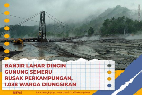 Banjir Lahar Dingin Gunung Semeru Rusak Perkampungan, 1.038 Warga Diungsikan