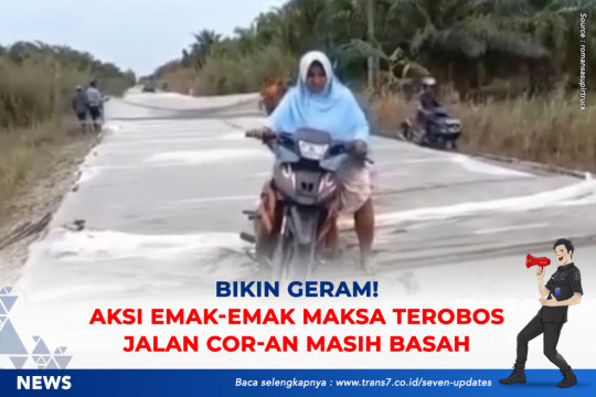 Bikin Geram! Aksi Emak-Emak Maksa Terobos Jalan Cor-an Masih Basah