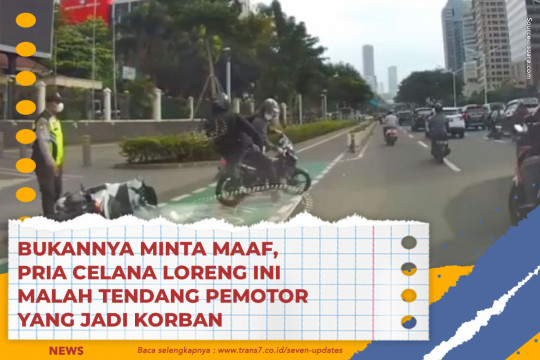 Bukannya Minta Maaf, Pria Celana Loreng Ini Malah Tendang Pemotor Yang Jadi Korban