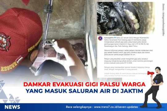 Damkar Evakuasi Gigi Palsu Warga Yang Masuk Saluran Air Di Jaktim