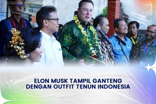 Elon Musk Tampil Ganteng dengan Outfit Tenun Indonesia