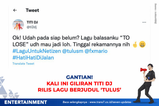 Gantian, Kali Ini Giliran Titi DJ Rilis Lagu Berjudul ’Tulus’