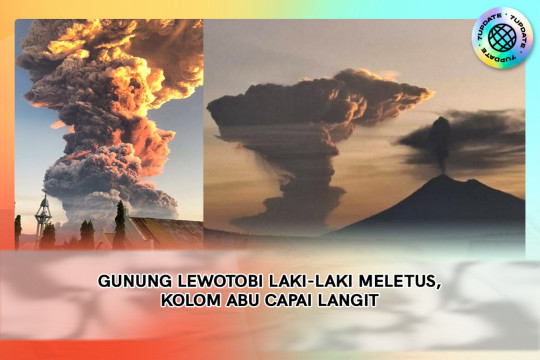 Gunung Lewotobi Laki-Laki Meletus, Kolom Abu Capai Langit