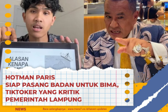 Hotman Paris Siap Pasang Badan Untuk Bima, TikToker Yang Kritik Pemerintah Lampung
