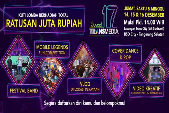 Ikuti Lomba HUT TRANSMEDIA Ke-17 Dengan Hadiah Ratusan Juta Rupiah!