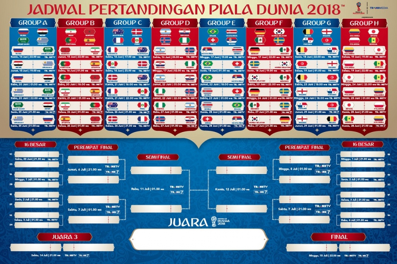  TRANS7  Jadwal Piala Dunia 2019 