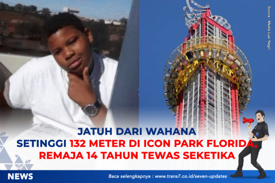 Jatuh Dari Wahana Setinggi 132 Meter Di ICON Park Florida, Remaja 14 Tahun Tewas Seketika