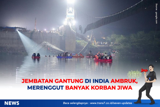 Jembatan Gantung Di India Ambruk, Merenggut Banyak Korban Jiwa