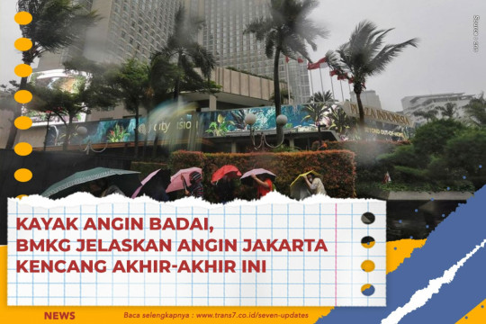 Kayak Angin Badai, BMKG Jelaskan Angin Jakarta Kencang Akhir-akhir Ini