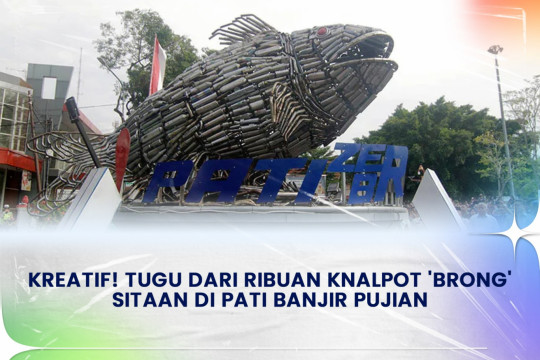 Kreatif! Tugu Dari Ribuan Knalpot 'Brong' Sitaan Di Pati Banjir Pujian