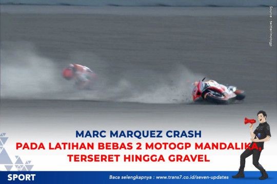 Marc Marquez Crash Pada Latihan Bebas 2 MotoGP Mandalika, Terseret Hingga Gravel