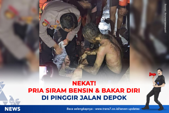 Nekat! Pria Siram Bensin Dan Bakar Diri Di Pinggir Jalan Depok
