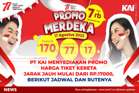 PT KAI Menyediakan Promo Harga Tiket Kereta Jarak Jauh Mulai Dari Rp 17000, Berikut Jadwal Dan Rutenya