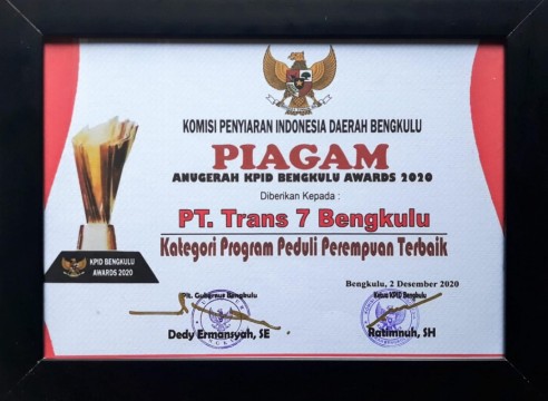 PT TRANS7 Bengkulu Mendapat Penghargaan Dari Komisi Penyiaran Indonesia (KPID)