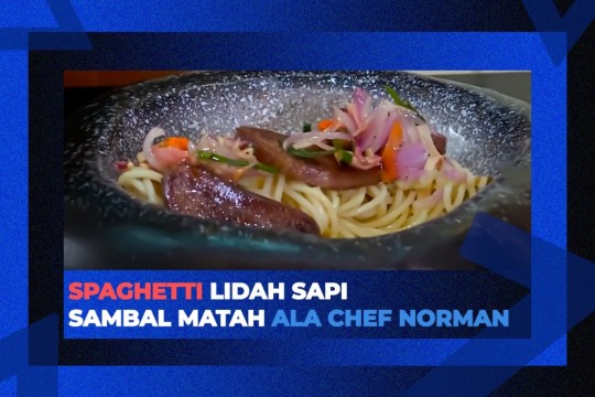 Perpaduan Unik, Spaghetti Lidah Sapi Sambal Matah Yang Lezat