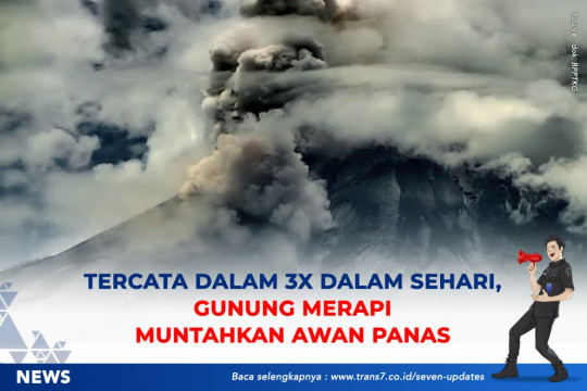 Tercatat 3 Kali Dalam Sehari, Gunung Merapi Muntahkan Awan Panas