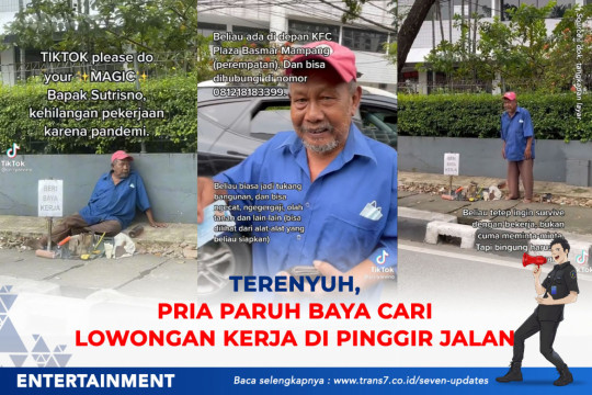 Trenyuh, Pria Paruh Baya Cari Lowongan Kerja Di Pinggir Jalan