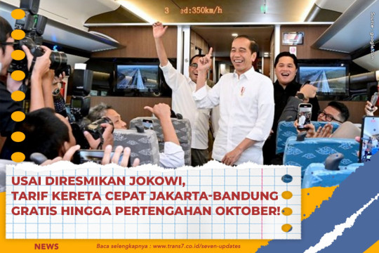 Usai Diresmikan Jokowi, Tarif Kereta Cepat Jakarta-Bandung Gratis Hingga Pertengahan Oktober!