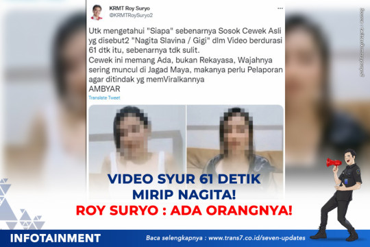 Video Syur 61 Detik Mirip Nagita, Roy Suryo: Ada Orangnya