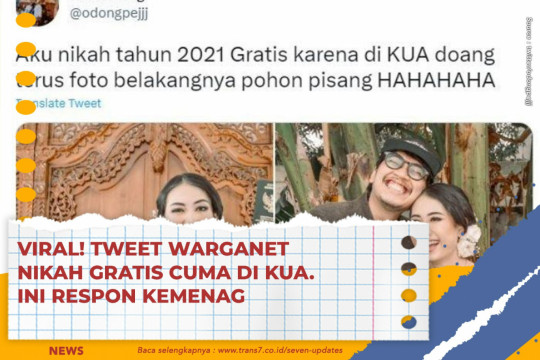 Viral! Tweet Warganet Nikah Gratis Cuma Di KUA. Ini Respon Kemenag