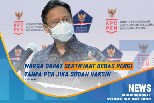 Warga Dapat Sertifikat Bebas Pergi Tanpa PCR Jika Sudah Vaksin