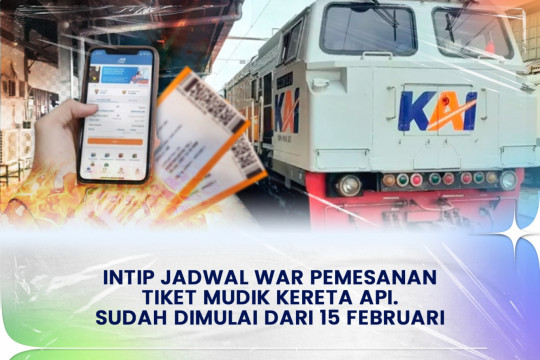 ⁠Intip jadwal War pemesanan tiket mudik Kereta Api. Sudah dimulai dari 15 Februari