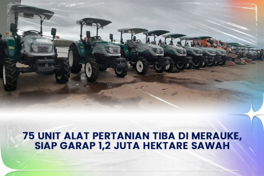 ⁠ ⁠75 Unit Alat Pertanian Tiba Di Merauke, Siap Garap 1,2 Juta Hektare Sawah