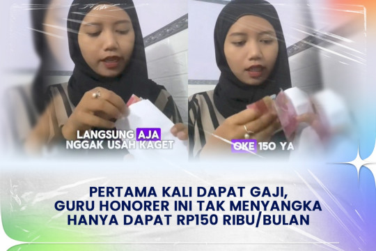 ⁠⁠Pertama Kali Dapat Gaji, Guru Honorer Ini Tak Menyangka Hanya Dapat Rp150 Ribu/Bulan